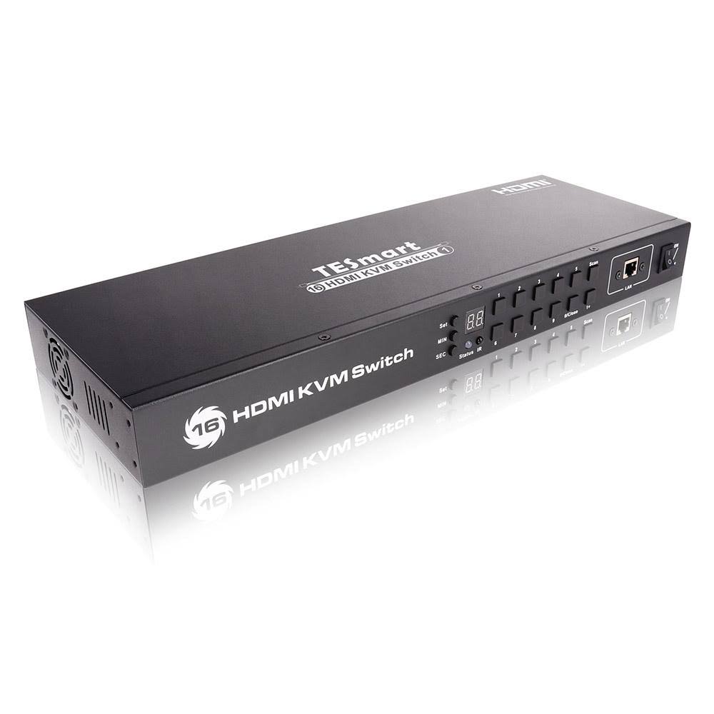 TESmart KVM Switch 16 Port HDMI | 4K 30Hz Ultra HD | Enterprise Grade | RS232 | LAN Port | IP Control | Auto Scan | Rackmount [C
