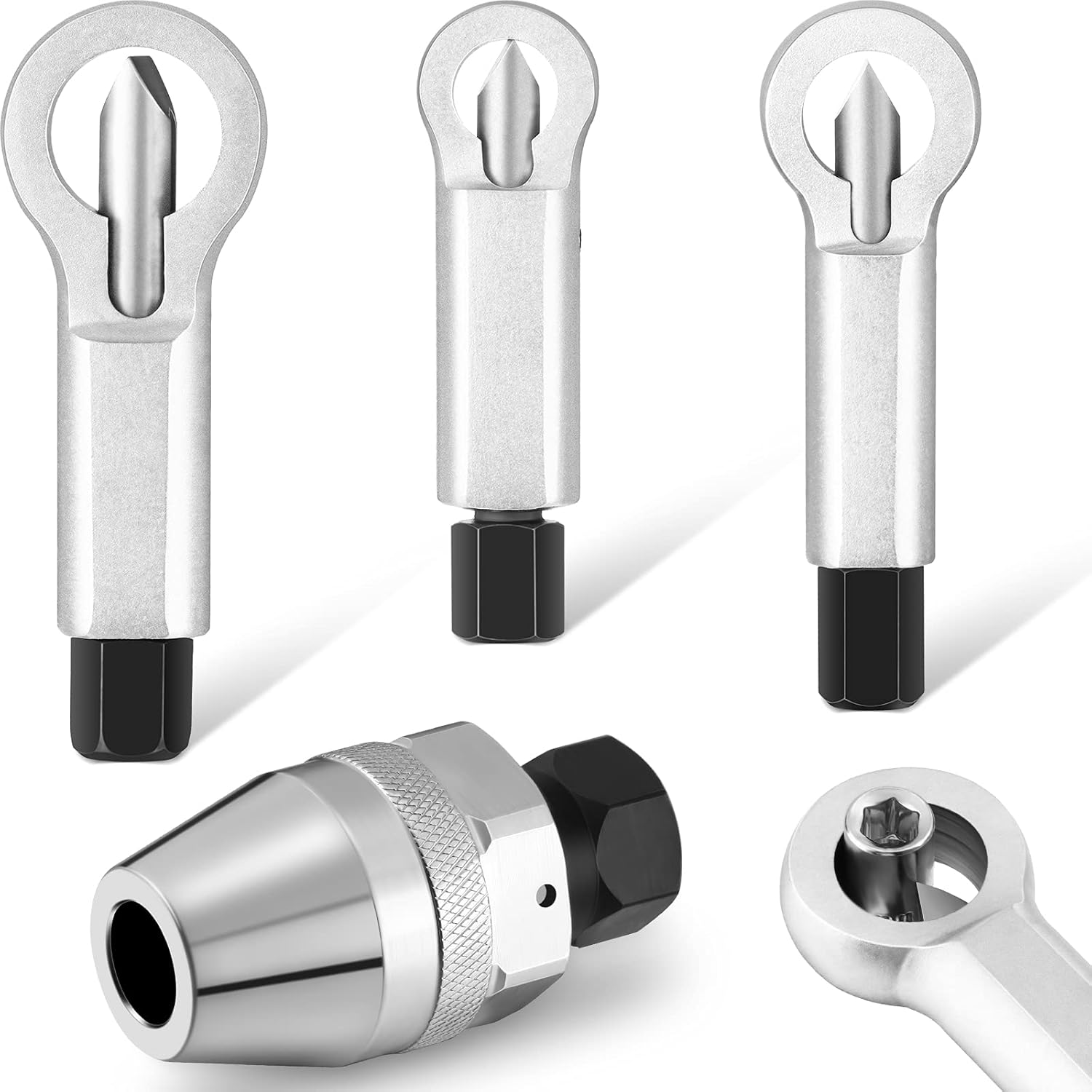 4 Pieces Nut Tool Metal Nut Cracker Nut Breaker Damaged Bolt and Stud Extractor Nut Remover Extractor for Screw Round Stud, Hexagonal Flat, 9-12mm/ 12-16mm/ 16-22mm, 6-12mm