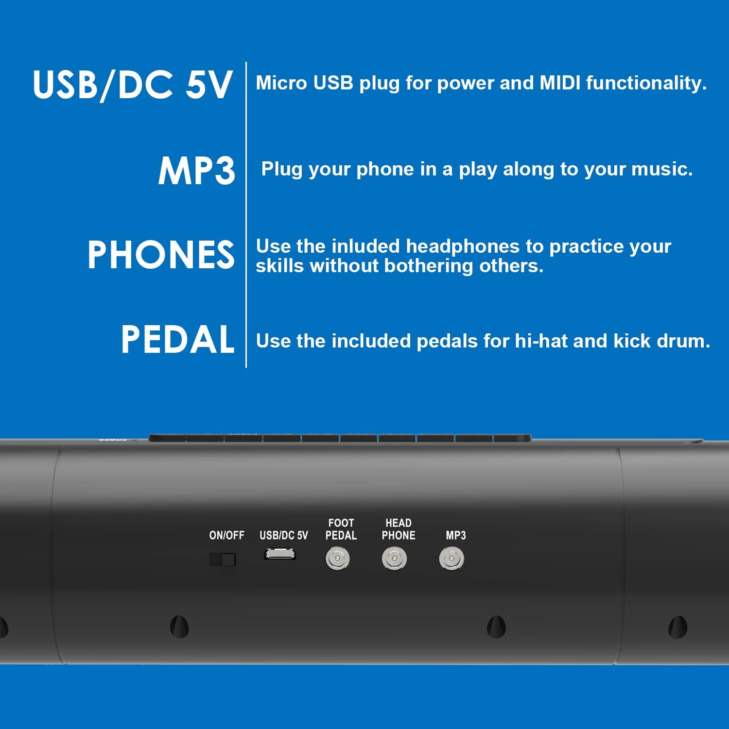 Electronic Drum Set, 2022 New Roll Up Drum Practice Pad Midi Drum Kit with Headphone Jack Built-in Speaker Drum Pedals Drum Sticks 10 Hours Playtime(Red) Pack of 2