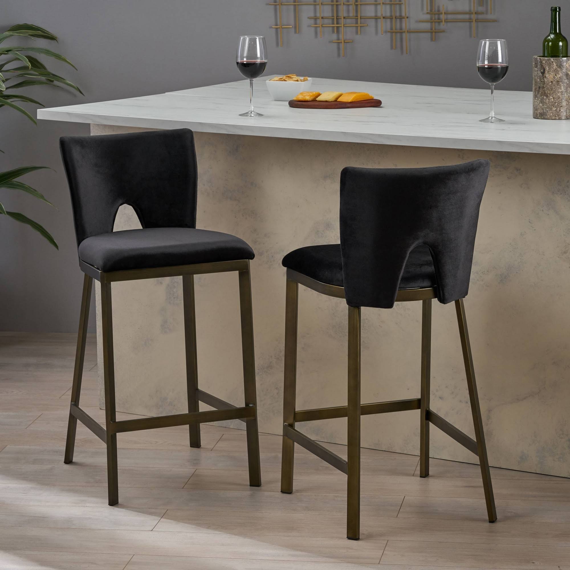 Set of 2 Whittier Modern Glam Counterstool Black - Christopher Knight Home