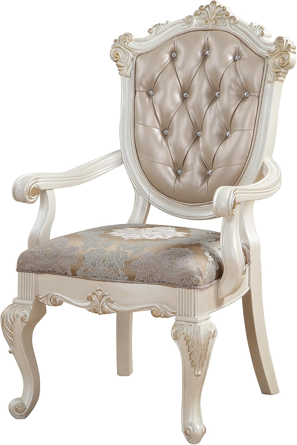 ACME Chantelle Side Chair (Set-2) - 63542 - Rose Gold PU & Pearl White