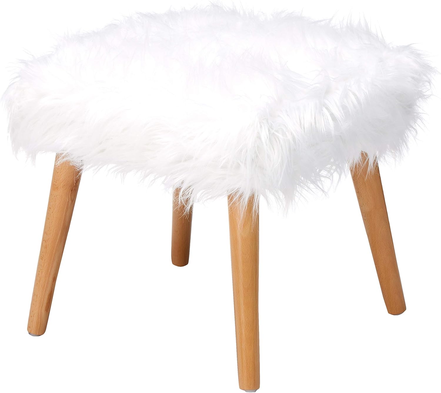 Christopher Knight Home Huxley Faux Fur Ottoman, White Pack of 2