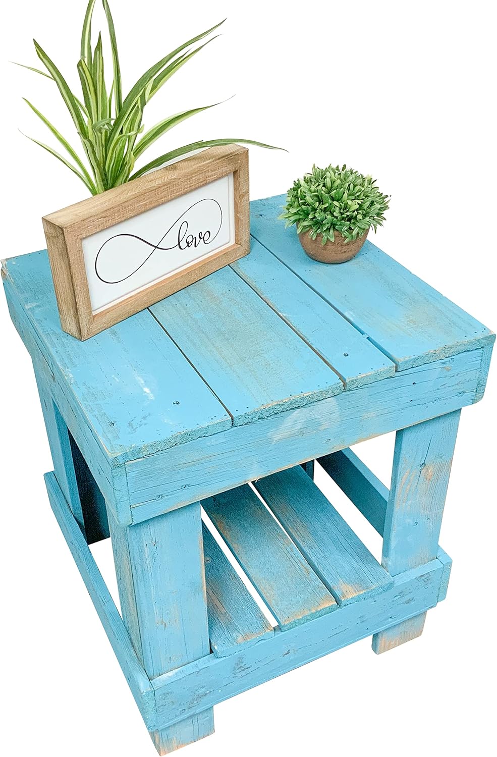 Del Hutson Designs - Rustic Barnwood End Table, USA Handmade Reclaimed Wood (Natural) Pack of 2