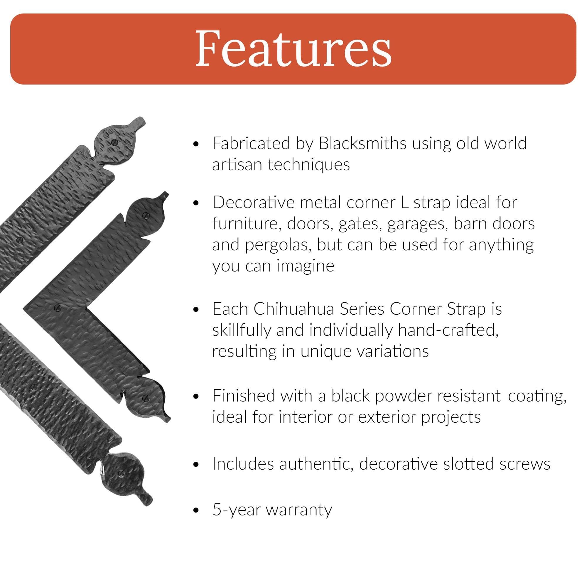 8.25x22 L-Shaped Decorative Corner Strap Black / 8.25x22 / 4