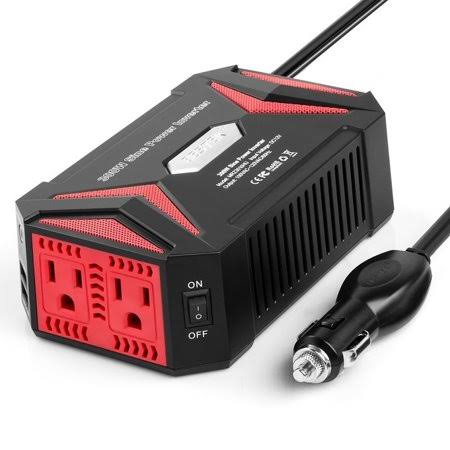 Bestek Portable Car Power Inverter 300W,Lightning Fast Charging DC 12V to AC 110V Pure Sine Wave Car Inverter with 4.2A Dual Sma