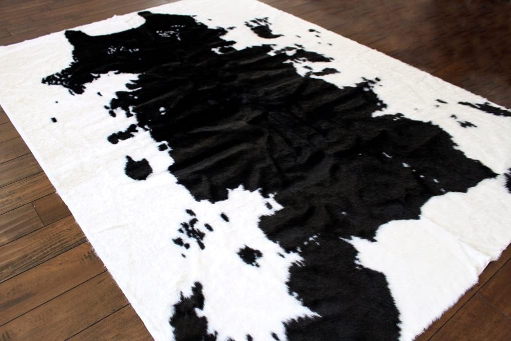 Masada Rugs, Faux Fur Cowhide Area Rug Black White (32 Inch X 8 Feet 6 Inch) Runner
