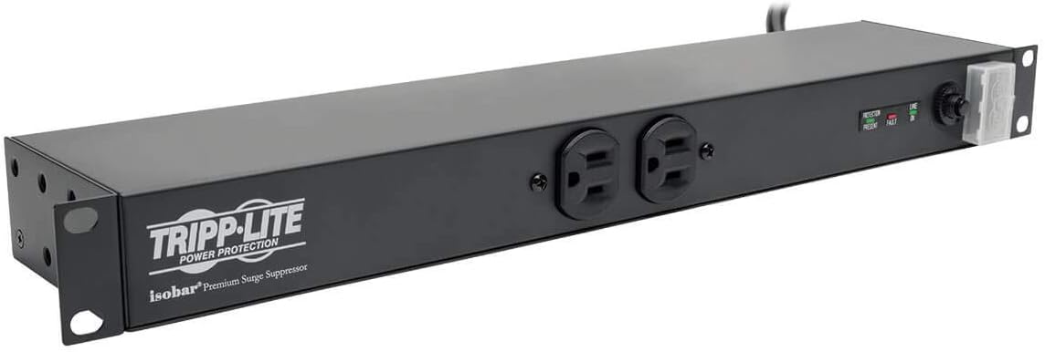 Tripp Lite RS1215-RA Rackmount Network-Grade PDU Power Strip, 12 Right Angle Outlets Wide-Spaced, 15A, 15ft Cord w/ 5-15P Plug,, Black Pack of 2