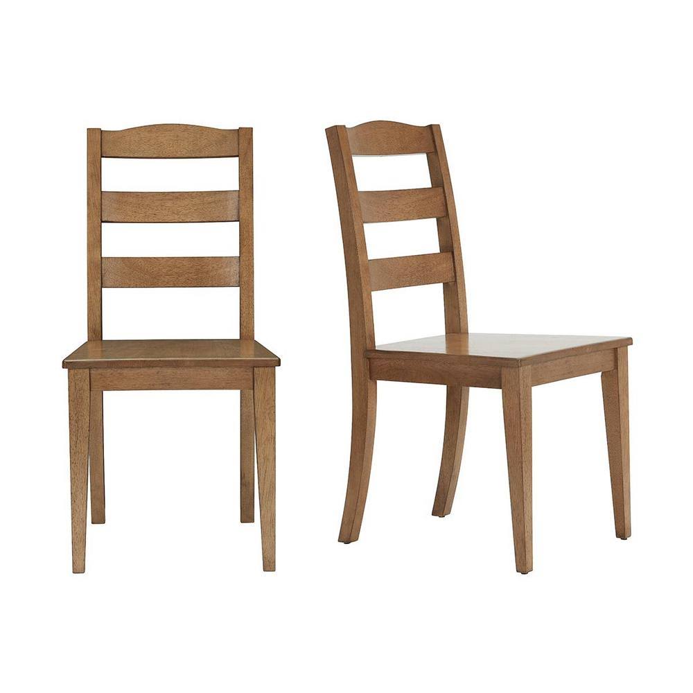 StyleWell Patina Oak Finish Dining Chair with Ladder Back (Set of 2) (17.72 in. W x 36.77 in. H)