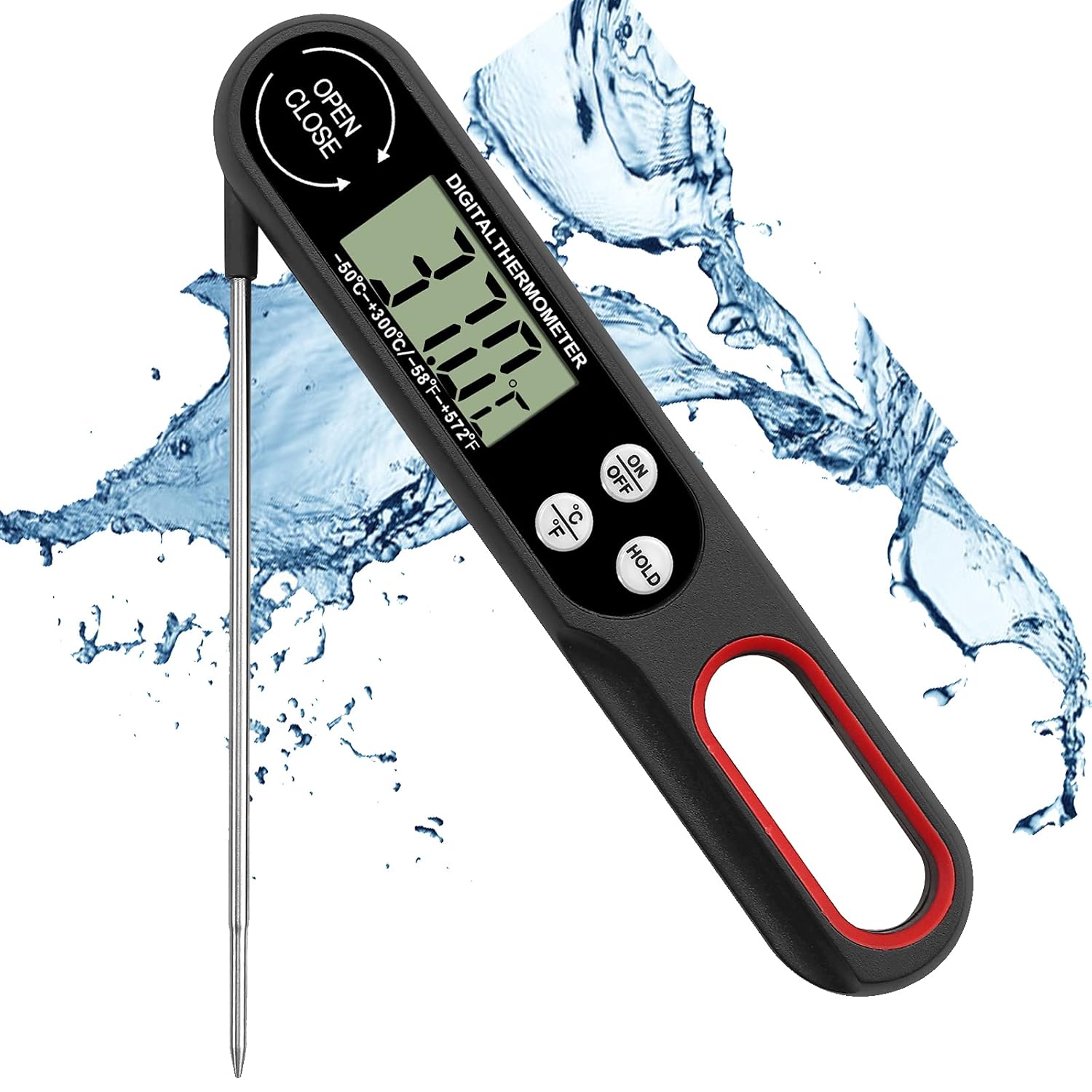 Wireless Bluetooth Meat Thermometer with 6 Temperature Probes JiGiU 196ft Digital Smart Digital Cooking BBQ Thermometers Remote&Instant Read ,LCD Backlight ,Temperature Alarm, Rechargeable for Kitchen