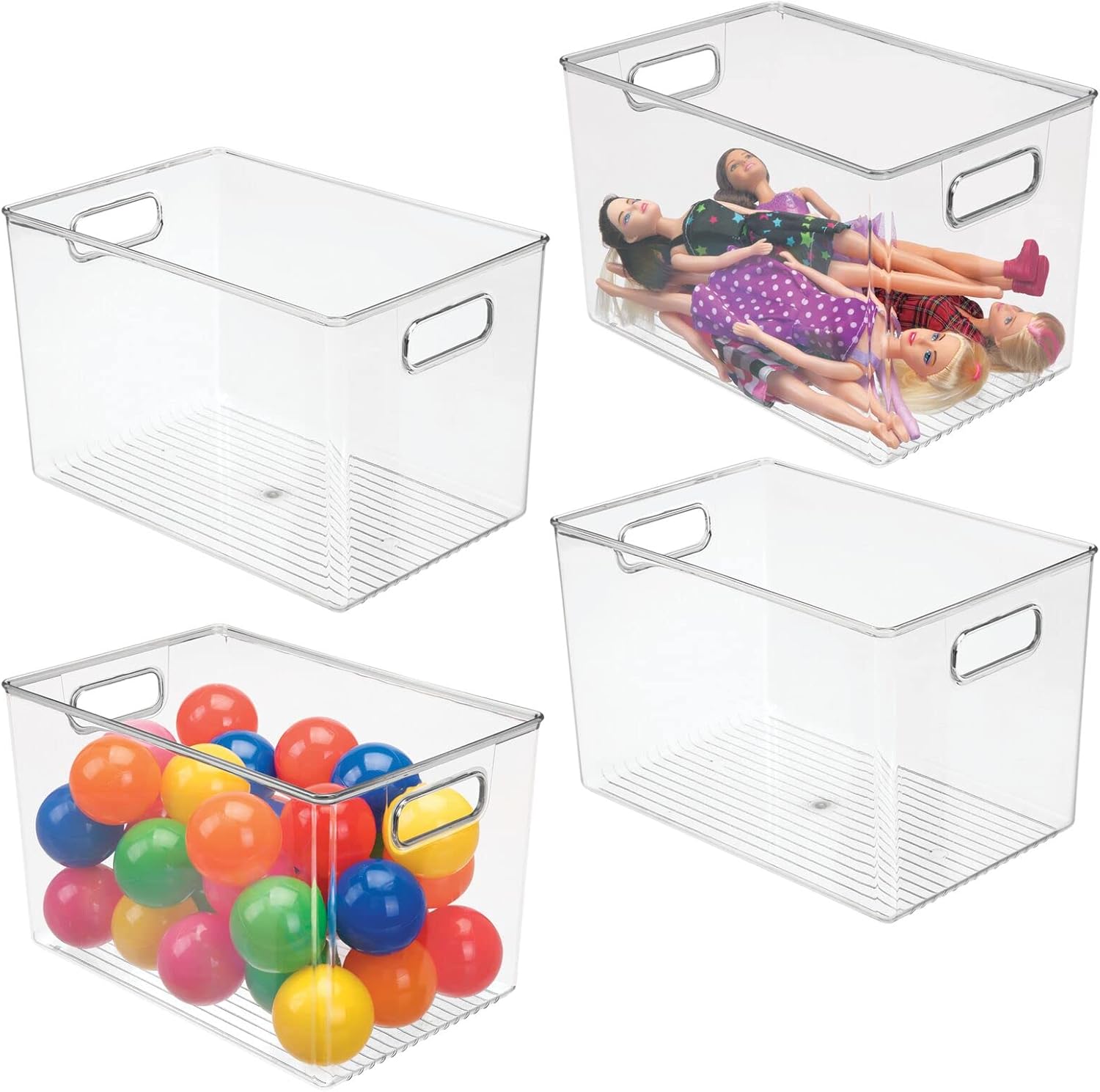 mDesign Plastic Home Storage Drawer Deep Organizer Basket Bin for Cube Furniture Shelving in Office, Closet, Bedroom, Laundry Room, Nursery, Kids Toy Room Shelf - Ligne Collection - 4 Pack - Clear Pack of 2