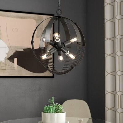 Branscome 6 - Light Sputnik Sphere Chandelier with Rope Accents Brayden Studio Finish: Aged Bronze