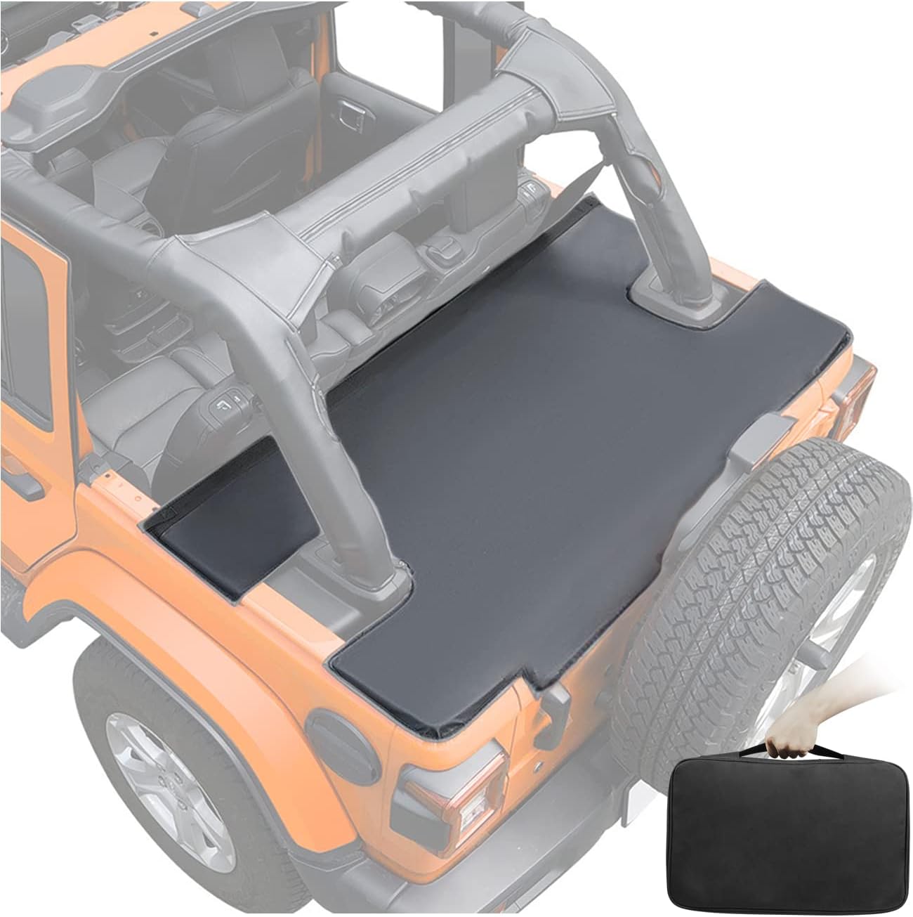 Tonneau Cover for Jeep Wrangler JK Unlimited (2007-2018) 4 Door Rear Vinyl Trunk Cargo Cover, Jeep Tailgate Ton Cover, Summer Door Cover - Black