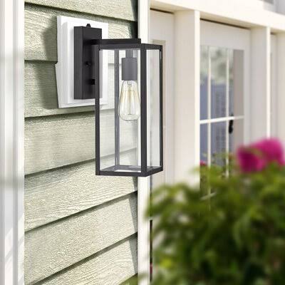 Keilan Matte Black 1 - Bulb 14.5'' H Outdoor Wall Lantern with Dusk to Dawn Latitude Run