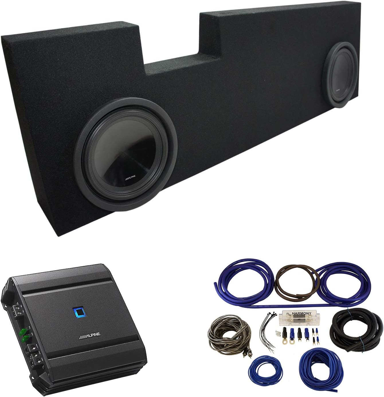 Compatible with 2001 2002 2003 2004 2005 2006 2007 2008 2009 2010 2011 2012 2013 2014 Ford F250 F350 Super Crew Truck Alpine SWT-10S4 Car Audio Subwoofers Custom Dual 10