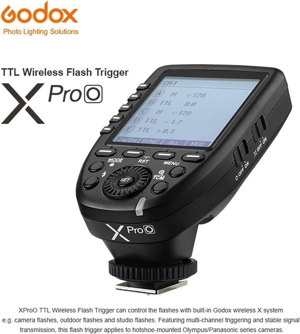 GODOX Xpro-O TTL II 2.4G Wireless Flash Trigger High Speed Sync 1/8000s X System High-Speed with Big LCD Screen Transmitter for Olympus Panasonic Cameras Pack of 2