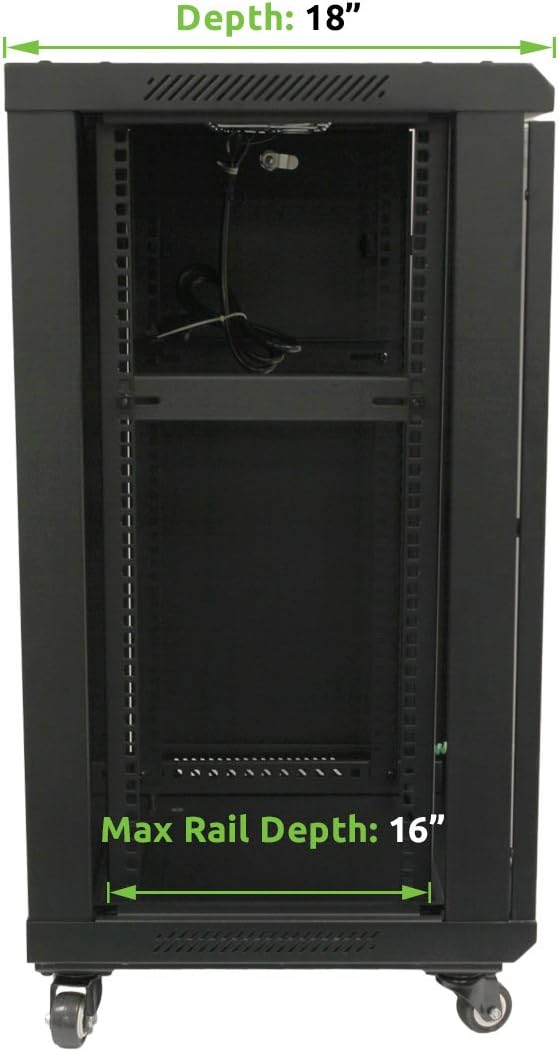 NavePoint 15U Wall Mount Network Server Cabinet Rack Enclosure Glass Door Lock w/Casters