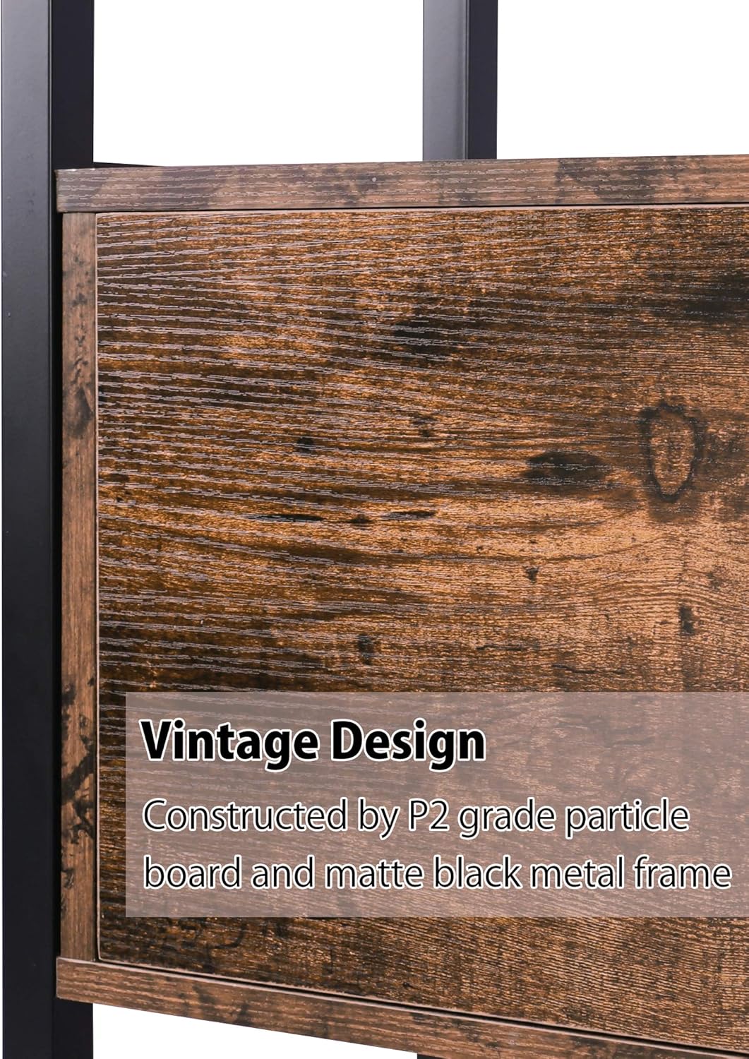 Becko US Rustic Storage Cabinet Storage Rack with Shelves Bookcase Bookshelf with 2 Cabinets Industrial Book Shelf with Doors for Home and Office (Rustic Brown)