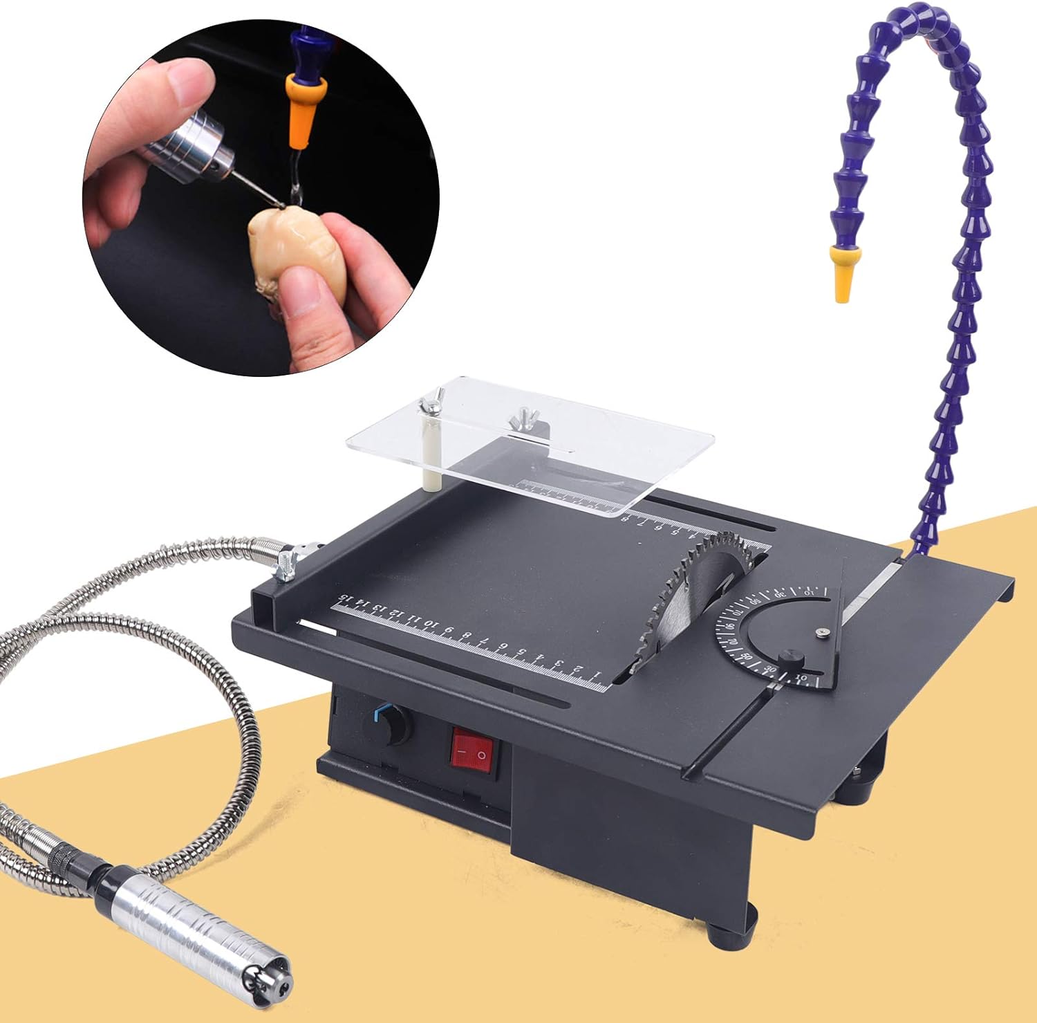 Professional Jade Polisher Machine, 110V Jewelry Jade Gem Engraving Cutting Milling Bench Grinder Table Saw Rock Gem Polishing Grinding Polisher Set (US SHIPPING)