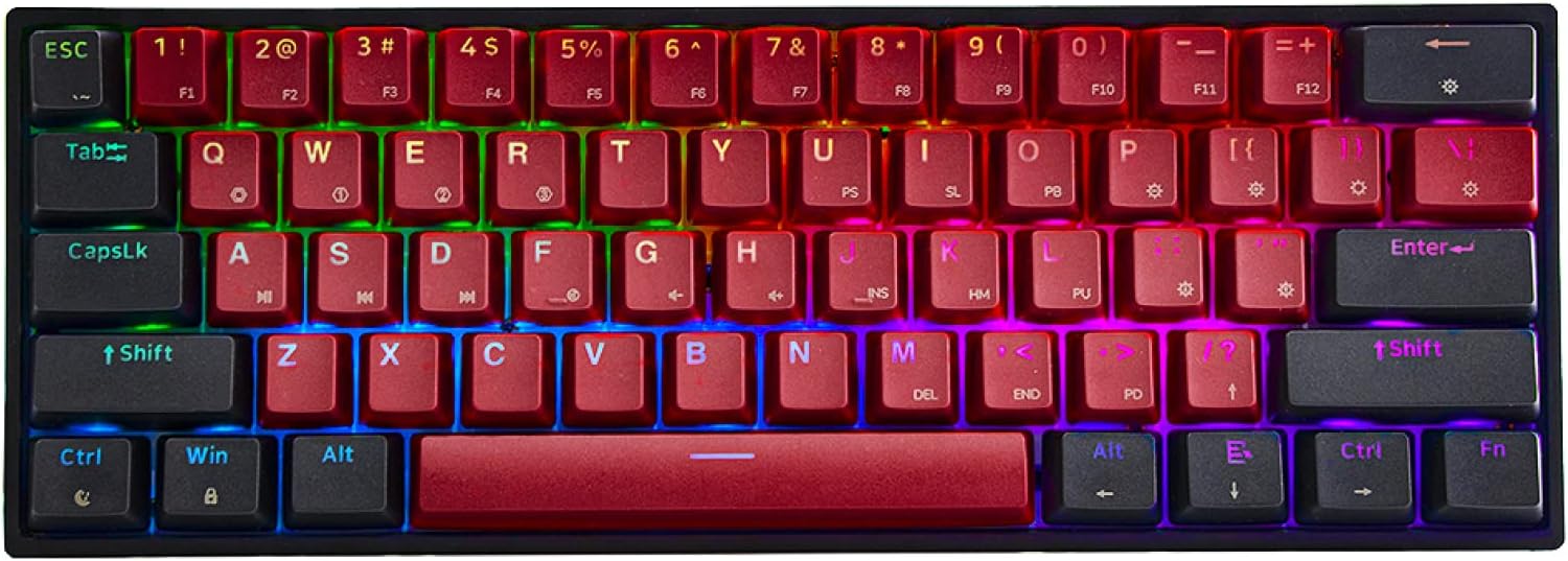 EPOMAKER SKYLOONG SK61 61 Keys 60% Hot Swappable Programmable Mechanical Gaming Wired Keyboard with RGB Backlit, NKRO, Water-Resistant, Type-C Cable for Win/Mac/Gaming (Gateron Optical Red, Panda)