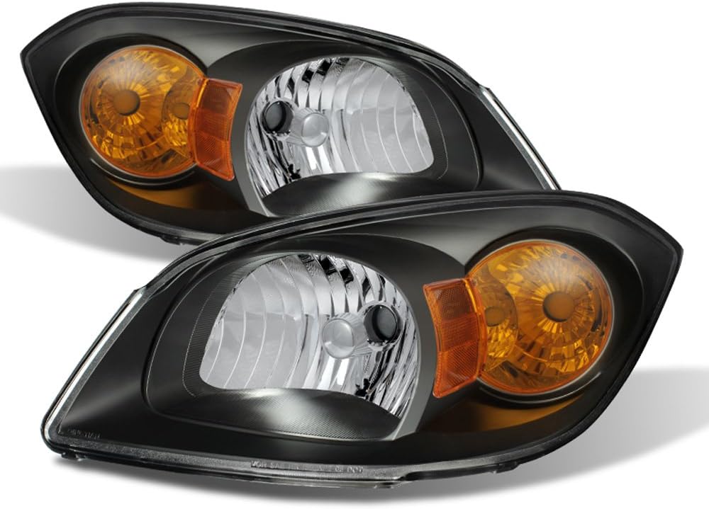 ACANII - For 2005-2010 Cobalt 2007-10 Pontiac G5 05-2006 Pursuit [Black] Headlights HeadLamps Driver + Passenger Side