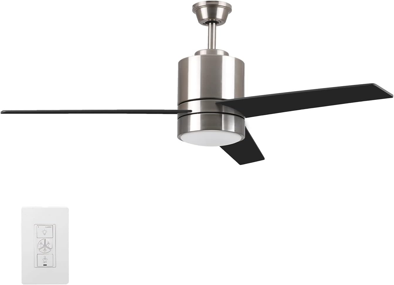 52 inch Black Ceiling Fan with Light, Modern Ceiling Fan Smart Control Work With Alexa/Google Home/Siri Needs Neutral Wire, No Hub Required |Reversible Motor|Schedule|3-Speed|