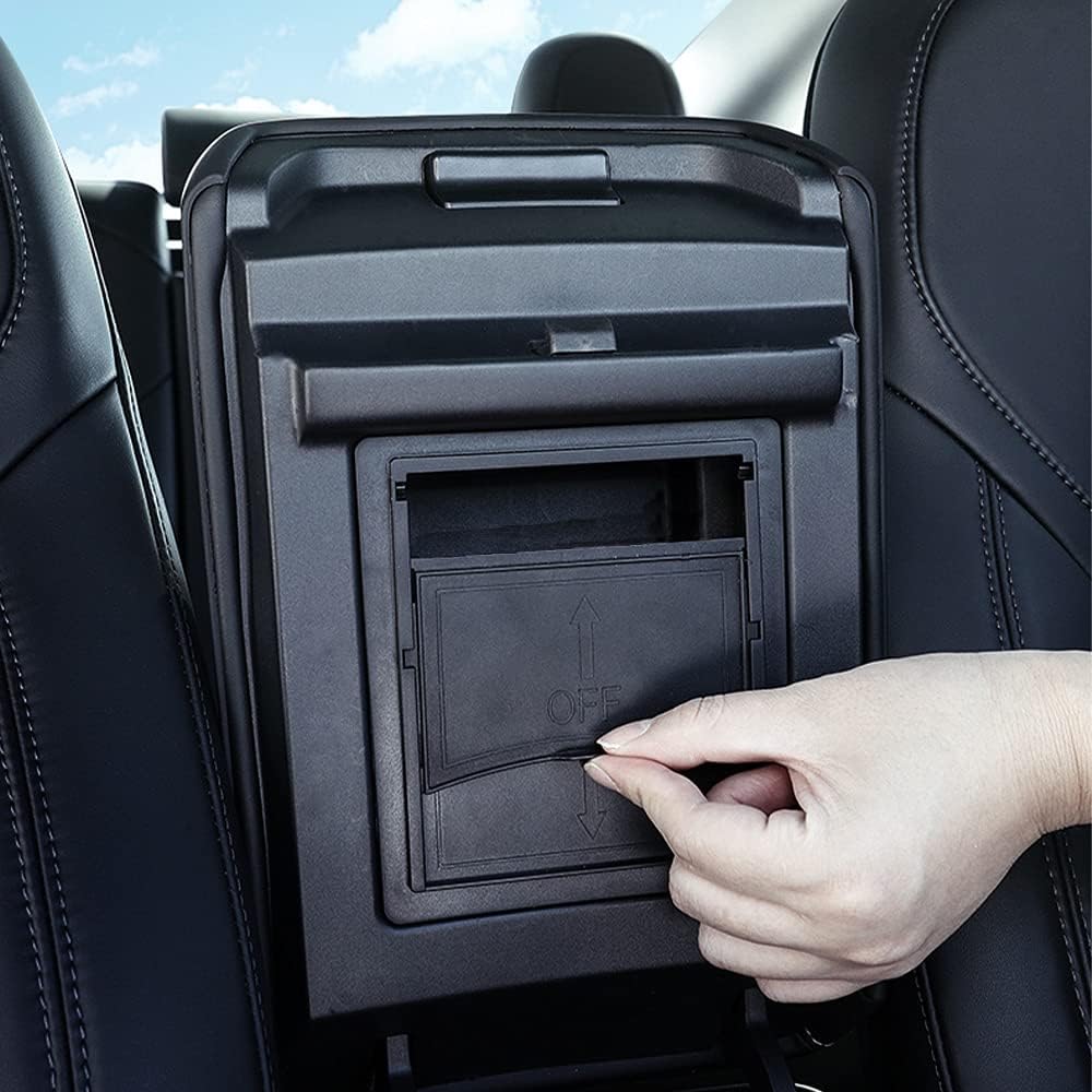 Misawce Armrest Hidden Storage Box for Tesla Model 3 Model Y Accessories, Center Console Organizer Fit for 2016-2021 Tesla Model 3/Y Tray Plate Wrap (2021 Upgraded)