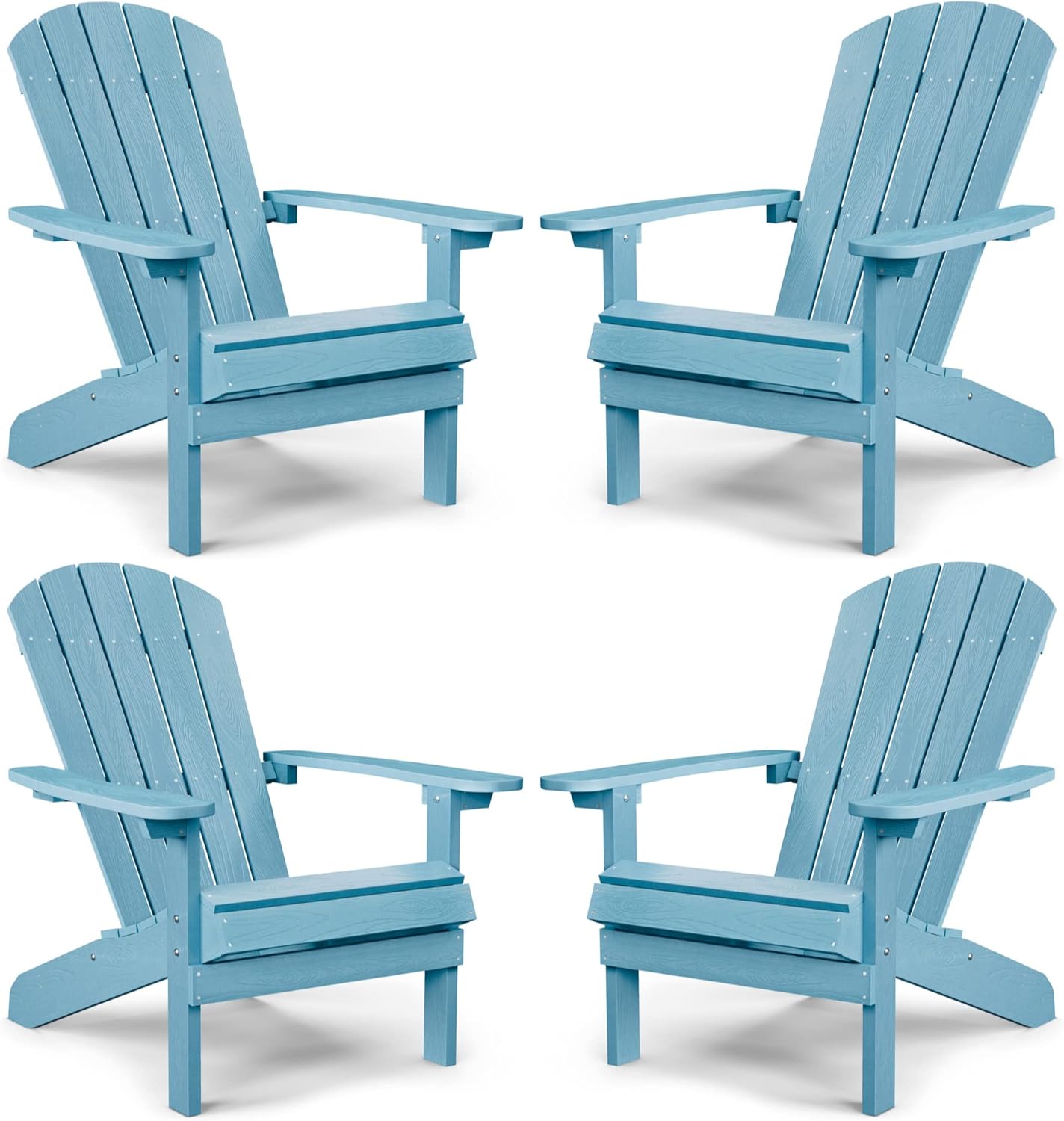 Adirondack Chairs Set of 2 Plastic Weather Resistant, Outdoor Chairs 5 Steps Easy Installation, Like Real Wood, Widely Used in Outdoor, Patio, Fire Pit, Deck, Outside, Garden, Campfire Chairs (Grey)