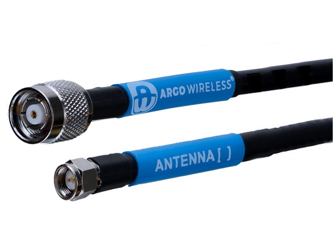 25 ft Argo Wireless RFID Antenna Cable | Low Loss LMR-195 RF with Premium Connectors | RP-TNC Male to SMA Male Pack of 2