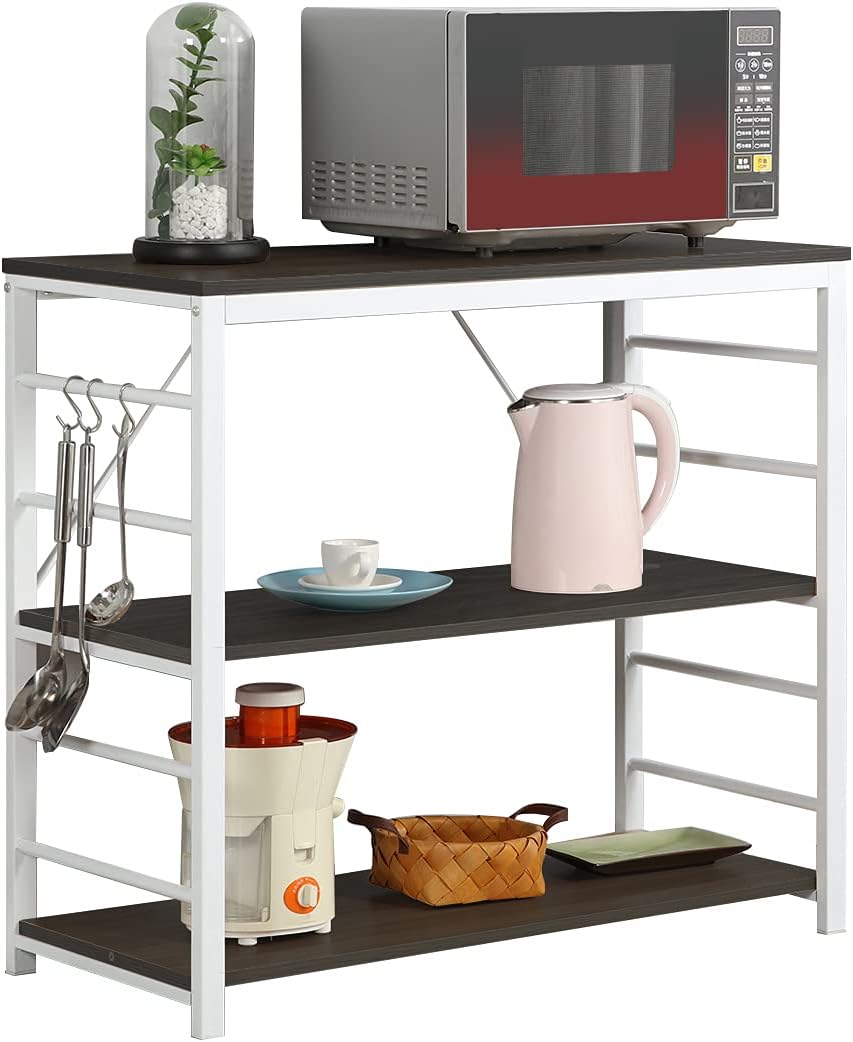 Soges Kitchen Baker's Rack Utility Storage Shelf Microwave Oven Stand Spice Rack Organizer White Maple LD-MR01MO