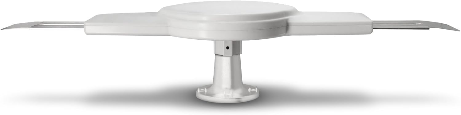 Continu.us Omni-Directional Amplified RV Antenna | Digital TV 360&deg; Reception, 55 Mile Range, Power Amplified Recreational Vehicle HD Caravan Antenna. Portable, Compact & Waterproof. (White)