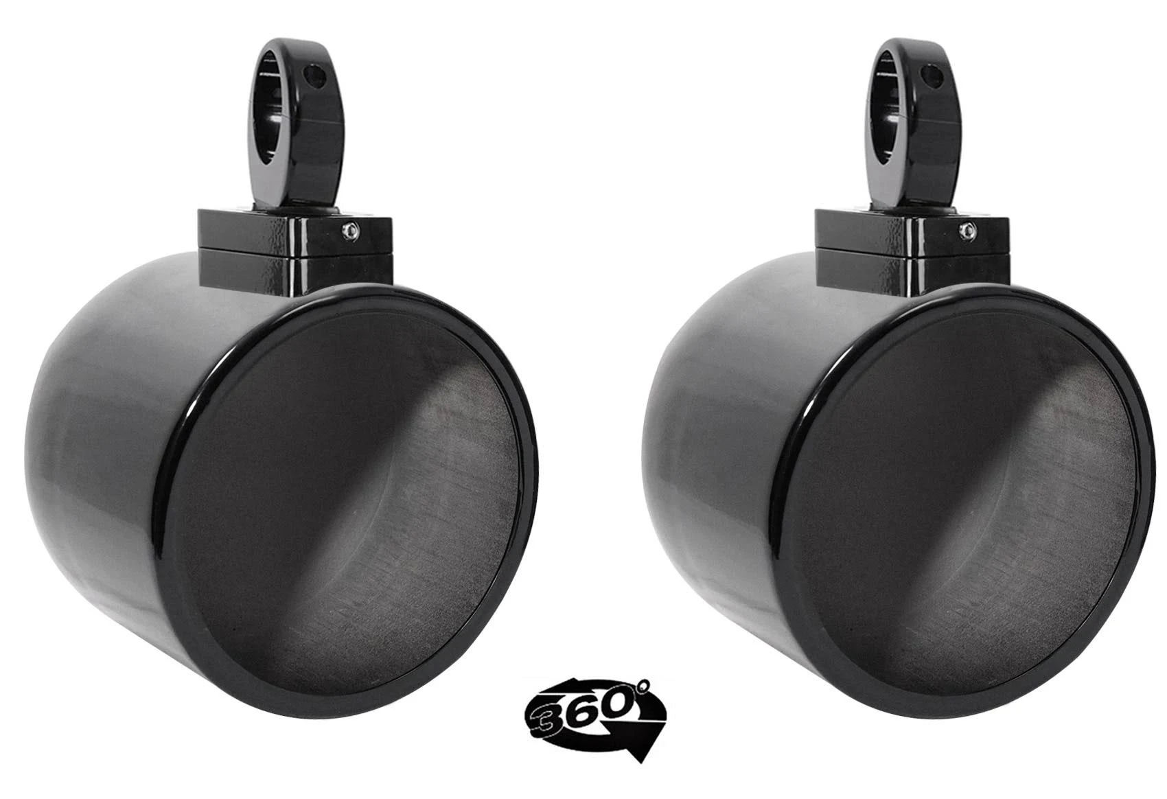 2) Rockville MAC90B 8x22 360&deg; Swivel Black Aluminum Wakeboard Tower Speaker Pods