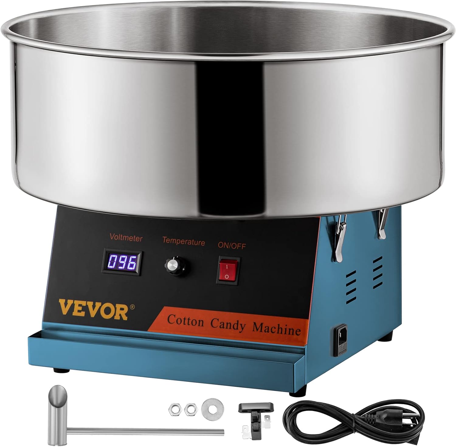 VEVOR Electric Cotton Candy Machine, 19.7-inch Cotton Candy Maker, 1050W Candy Floss Maker, Pink Commercial Cotton Candy Machine with Stainless Steel Bowl and Sugar Scoop, Perfect for Family Party