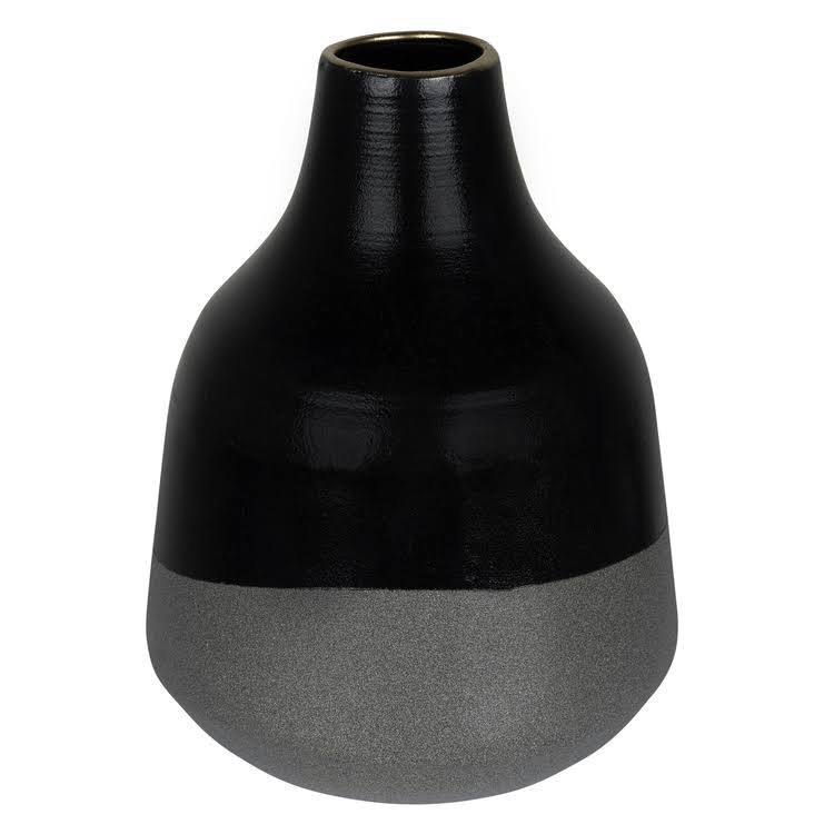Stratton Home Decor Small Black and Grey Dipped Vase S36855