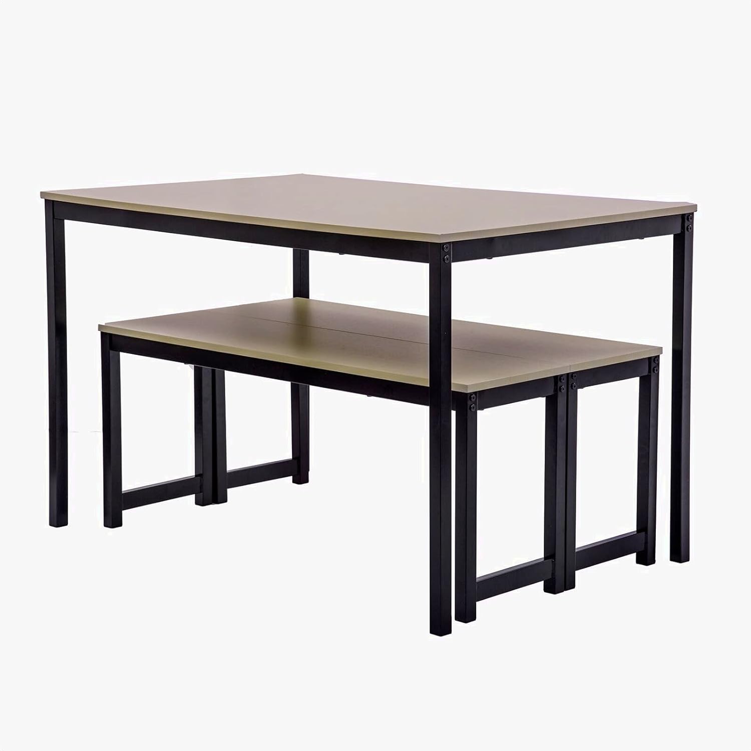 Nurcan 3 Piece Dining Set, Table Base Material: Metal, Seating Capacity: 4