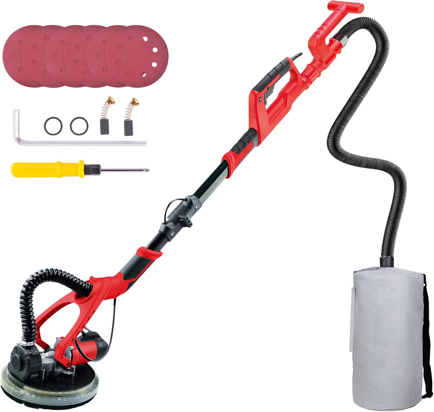 Electric Drywall Sander,750W Drywall Sander with Vacuum,Foldable Wall Sander with Extendable Handle,Variable Speed 1000-1850 RPM,LED Light,6 Sanding Papers,Perfect for Sanding Walls and Ceiling