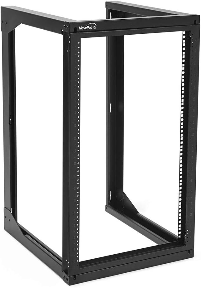 NavePoint 18U Wall Mount Open Frame Network Rack, Swing Out Hinged Gate,24 Inch Depth, Holds Network Servers and AV Equipment, Easy Rear Access to Equipment, Gate Opens 180 Degrees from Either Side