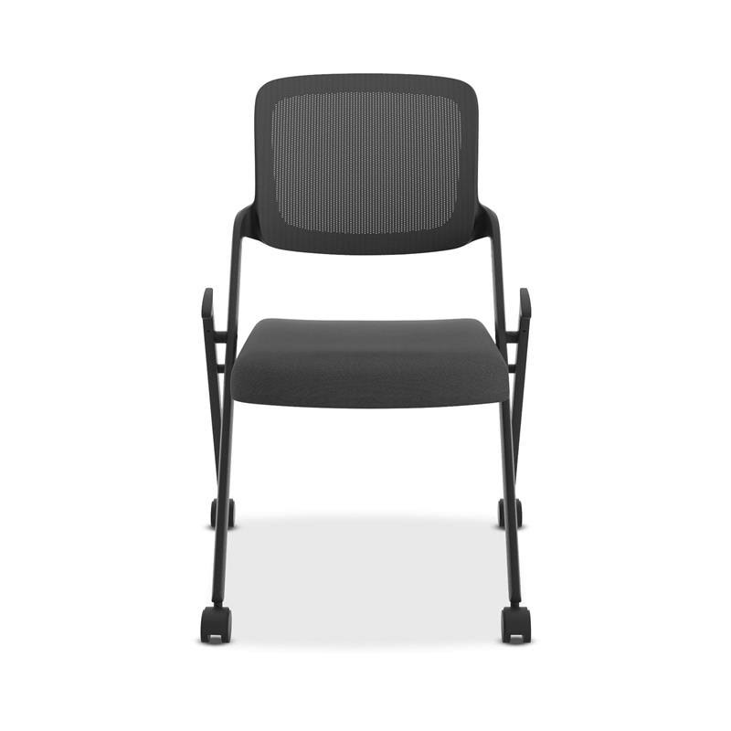 HON Assemble Mesh Back Armless Stacking Nesting Chair in Black (Set of 2)