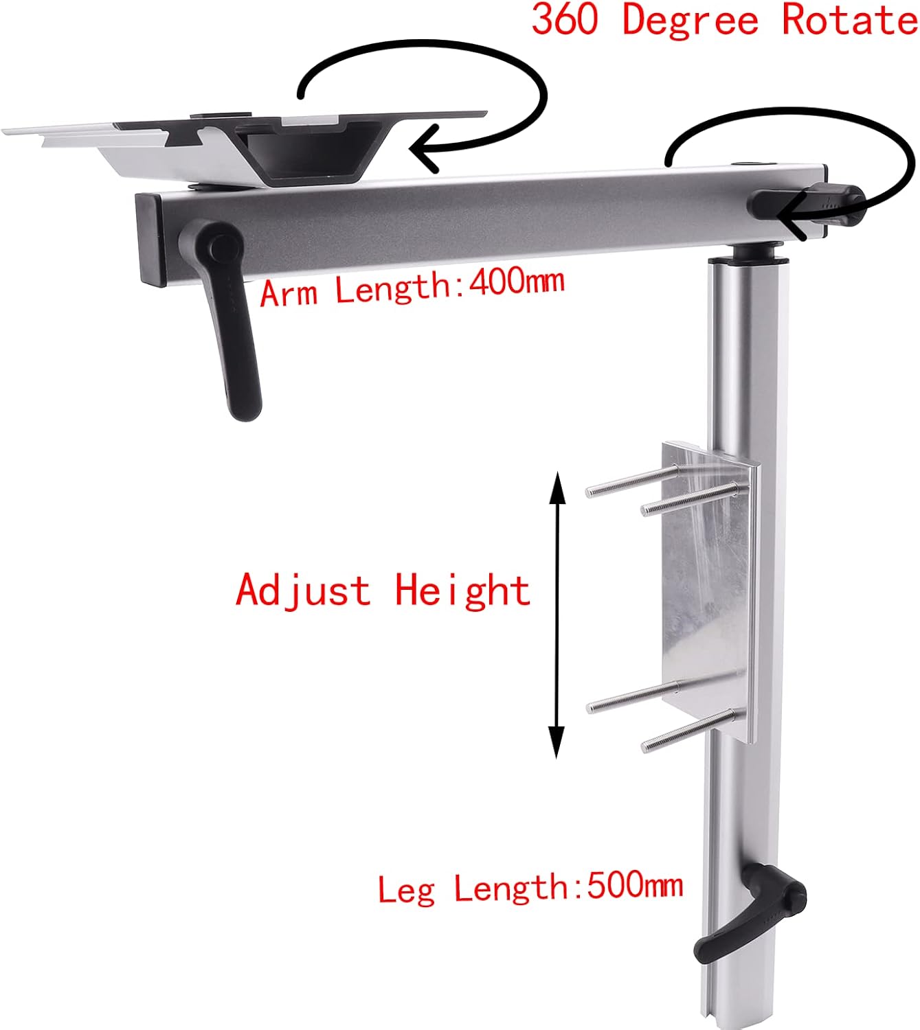 TIMAGIC Removable RV Table Leg, Detachable Aluminum Alloy Laptop Table Bracket 360 Degree Rotatable Adjustable Table Mount for RV Motorhome Camper Yacht Boat
