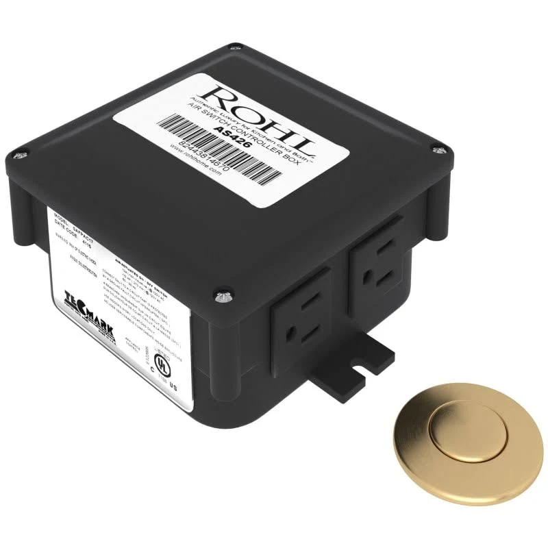 Rohl AS450SG Air Activated Switch Button with Control Box for Waste Disposal - Satin Gold