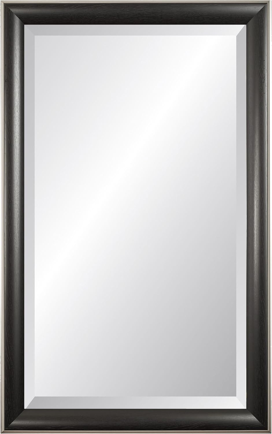 Alpine Art & Mirror 78232A Forest Grained Framed Wall Mirror, 25.5 by 40.5-Inch, Black