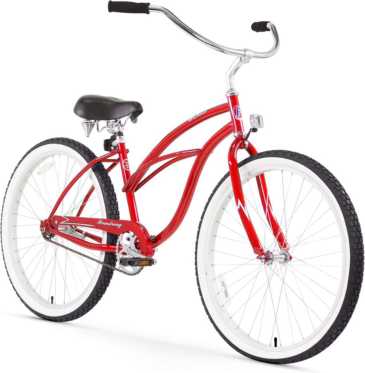 Firmstrong Urban Lady Single Speed Beach Cruiser Bicycle, 26-Inch,Red w/Black Seat,15223