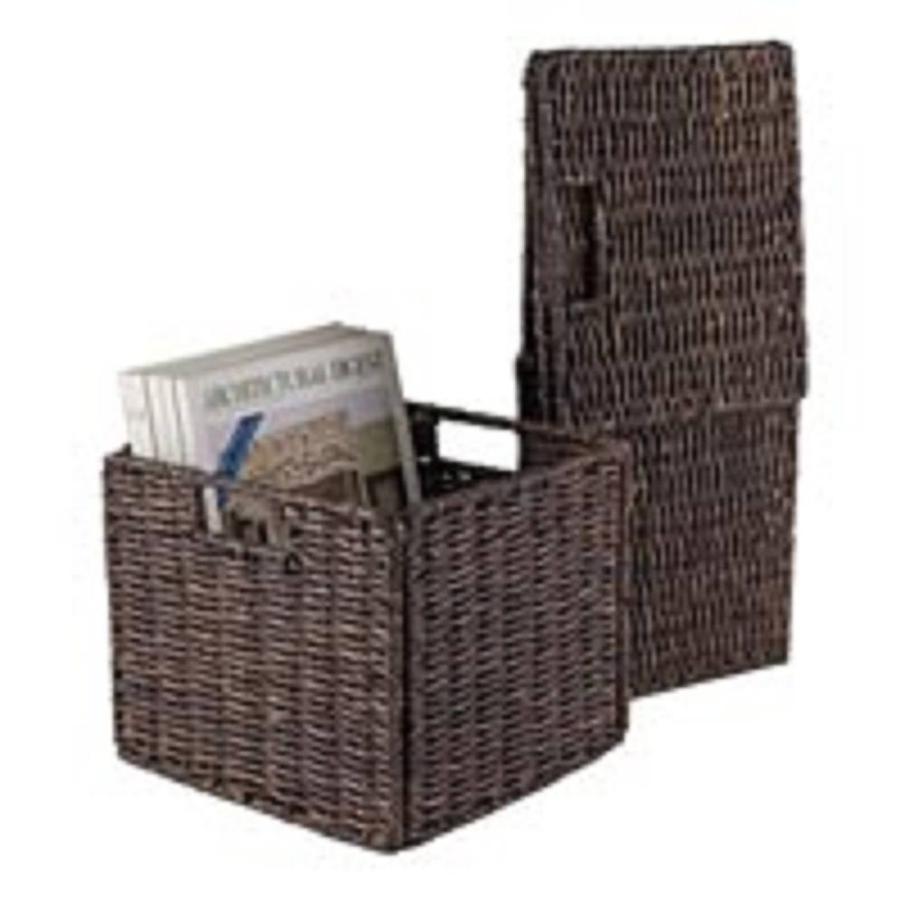 Set of 3 Black and Brown Storage Shelf with Three Tier and Two Baskets &ndash; 30&rdquo;