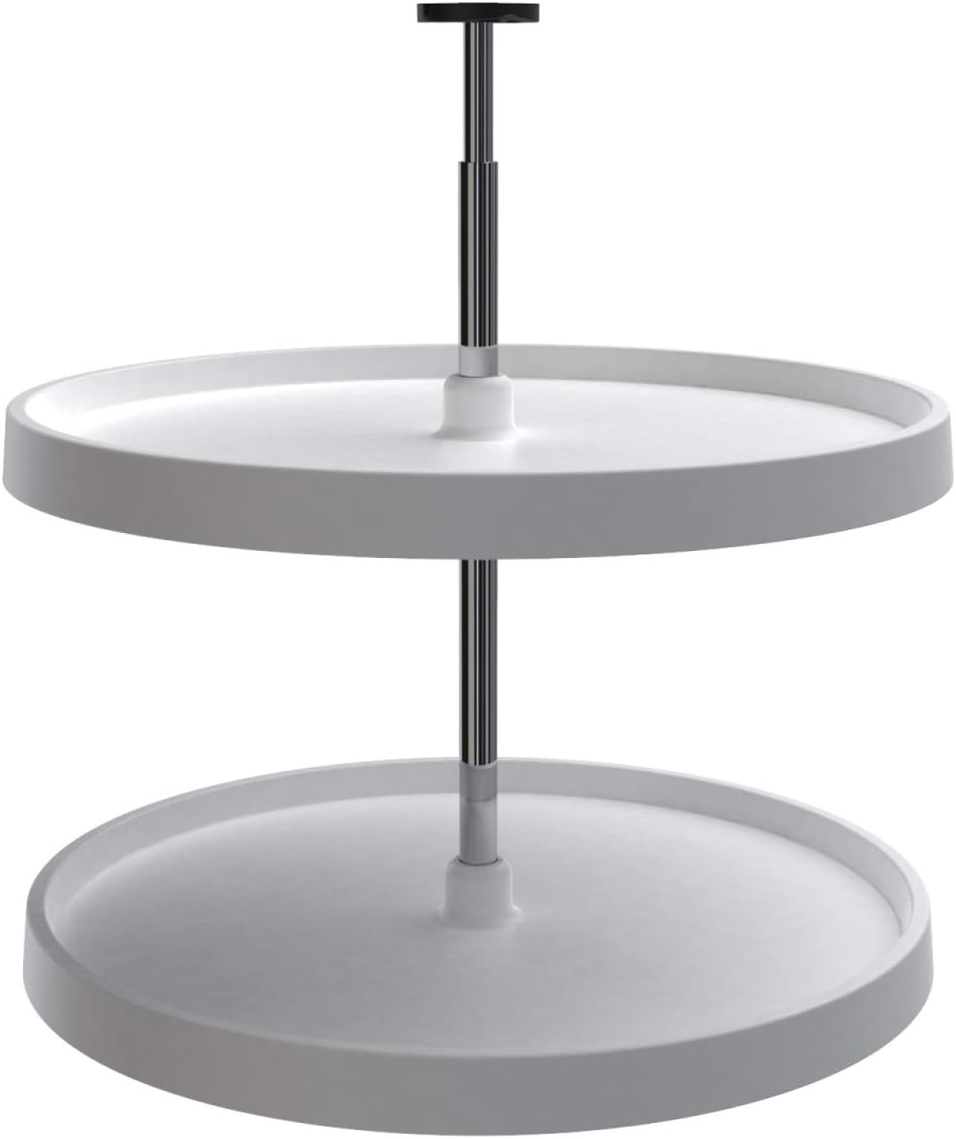Rev-A-Shelf 6012-28-11-52 28 Inch Polymer Dependent Full Circle 2 Shelf Lazy Susan Corner Kitchen Cabinet Organizer with Telescoping Shaft, White Pack of 2