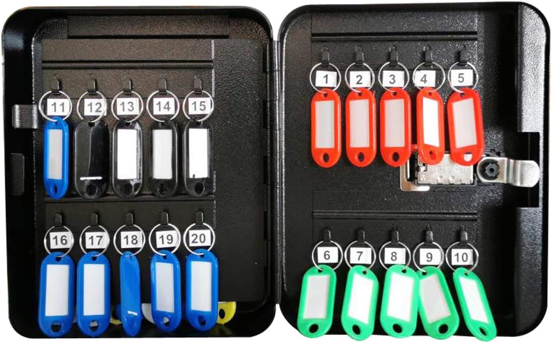 Steel Key Cabinet Box with 24 Key Slots and 24 Key Tags, Security Key Box with Combination Lock, Black