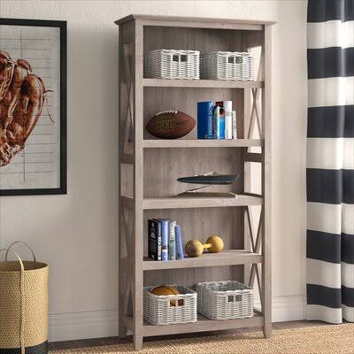 Cyra 65.98&& H x 31.73&& W Standard Bookcase Beachcrest Home Color: Washed Gray