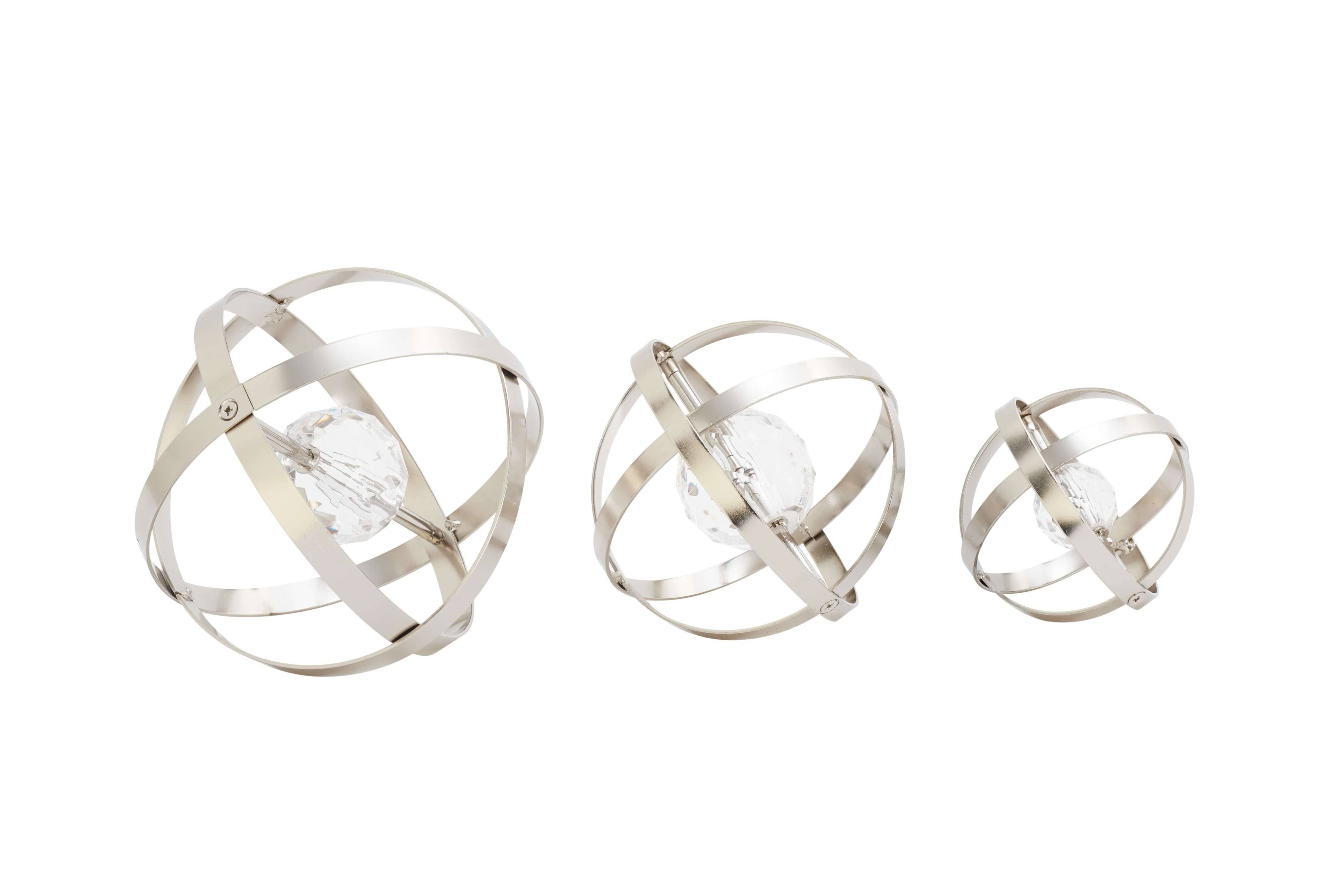 Metal Acryl Silver Orb Set-3 4