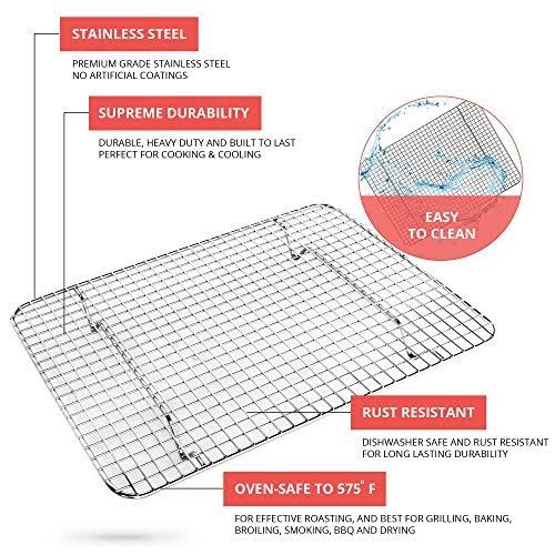 Kitchenatics Stainless Steel COOLING, Baking u0026 Roasting Small Wire Racks Fit Quarter Sheet Si