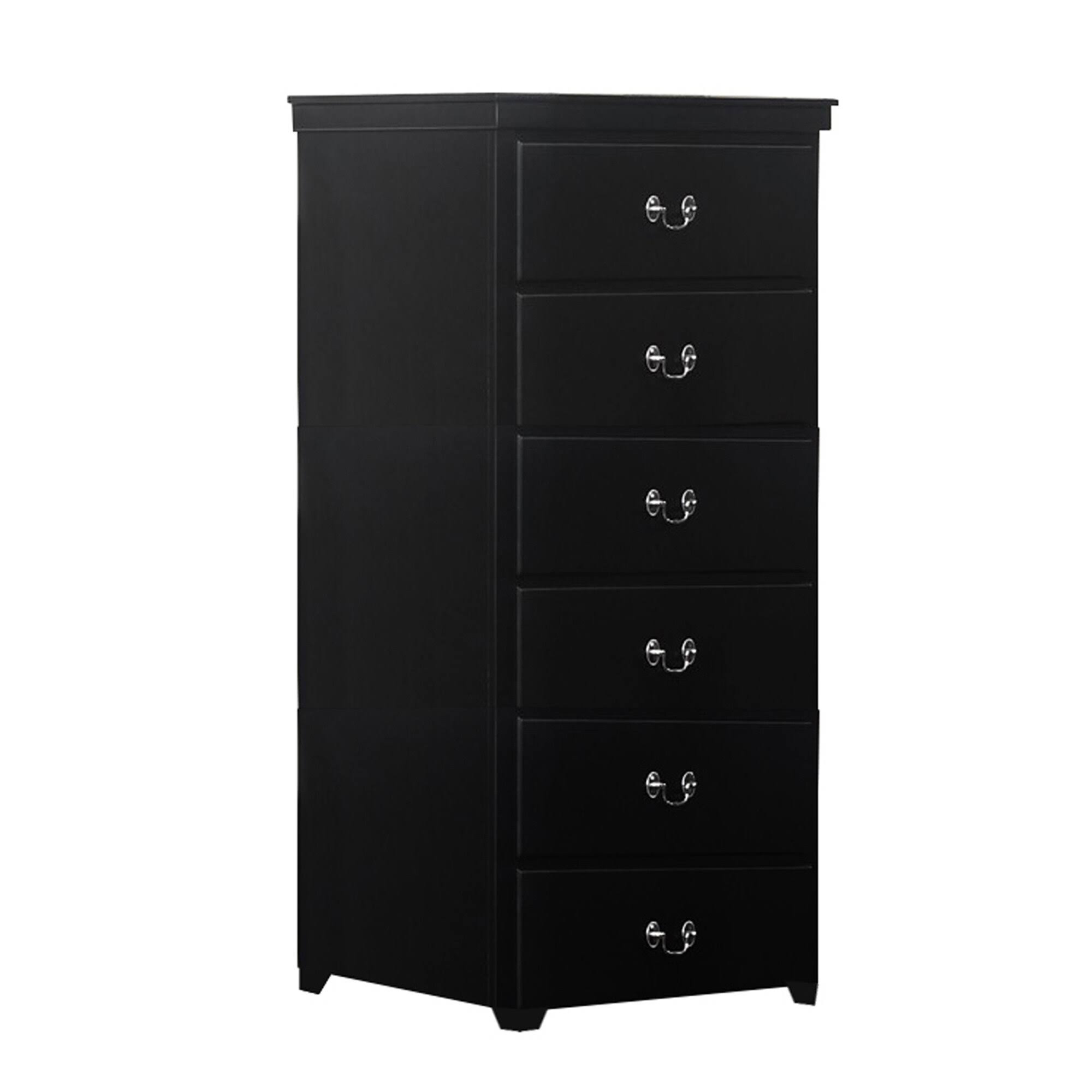 Transitional Style 5 Drawer Wooden Chest with Sled Base, Black