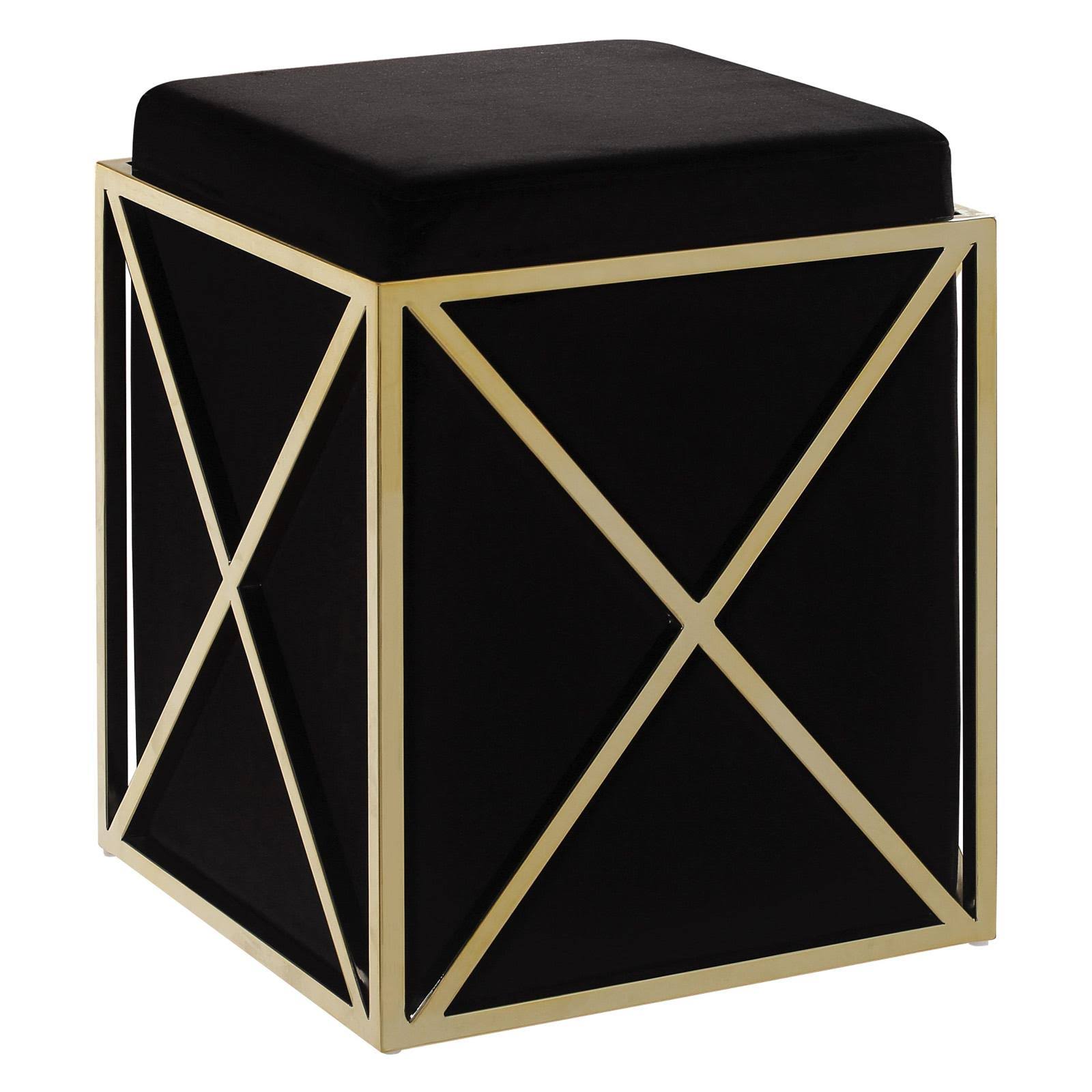 Chic Home Vana Black Velvet Square Ottoman