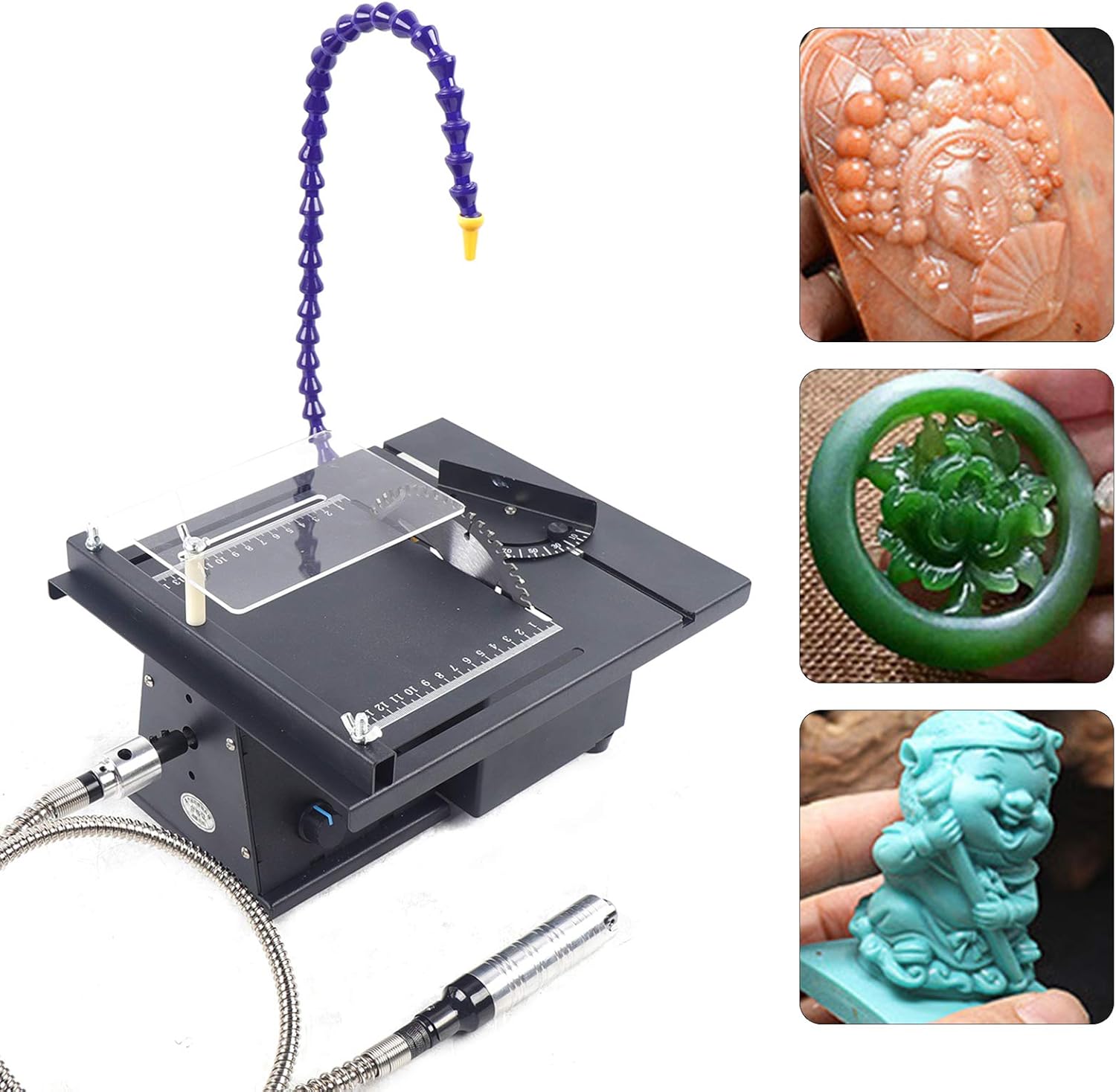 Professional Jade Polisher Machine, 110V Jewelry Jade Gem Engraving Cutting Milling Bench Grinder Table Saw Rock Gem Polishing Grinding Polisher Set (US SHIPPING)